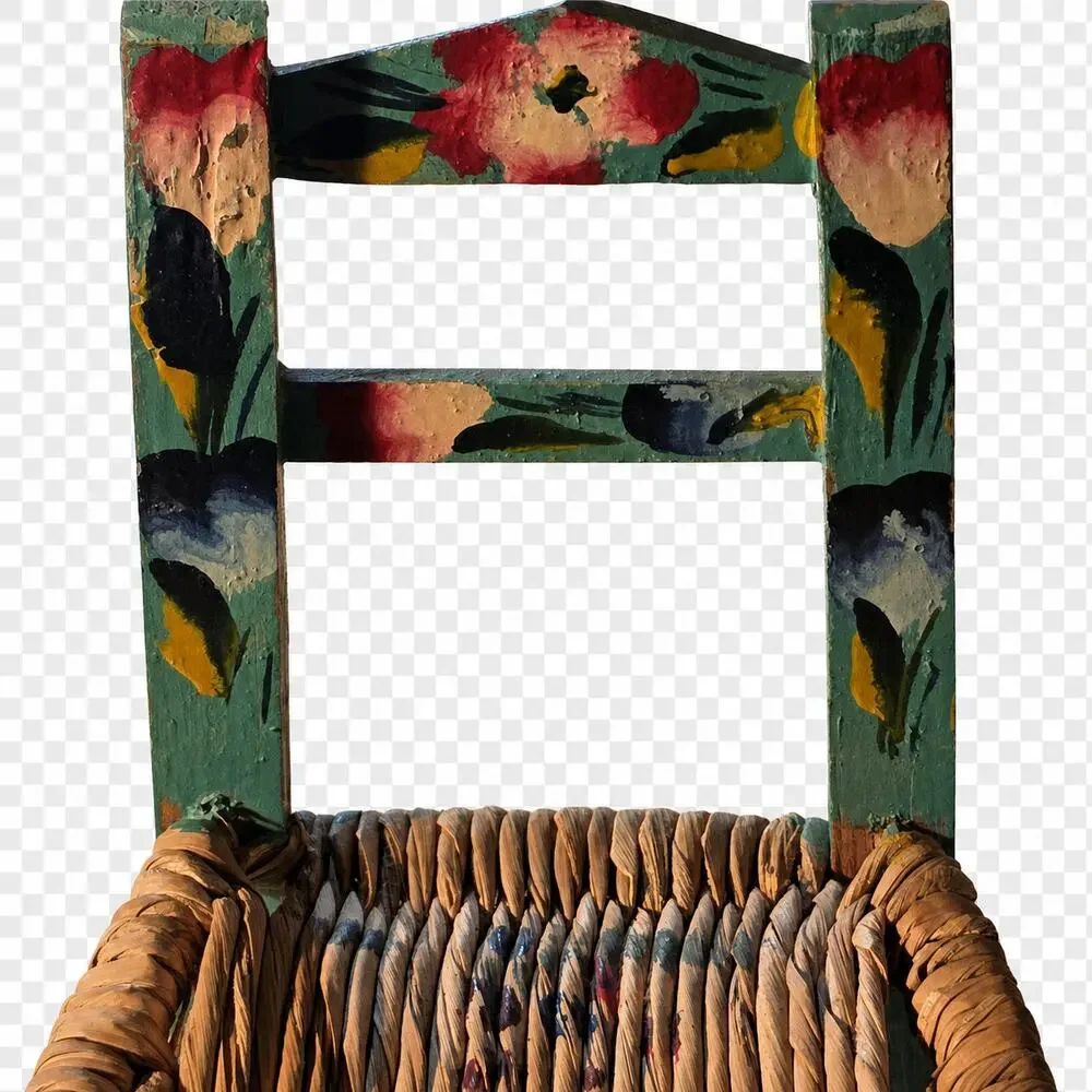 Vintage Mexican Folk Art Doll Chair 8.25